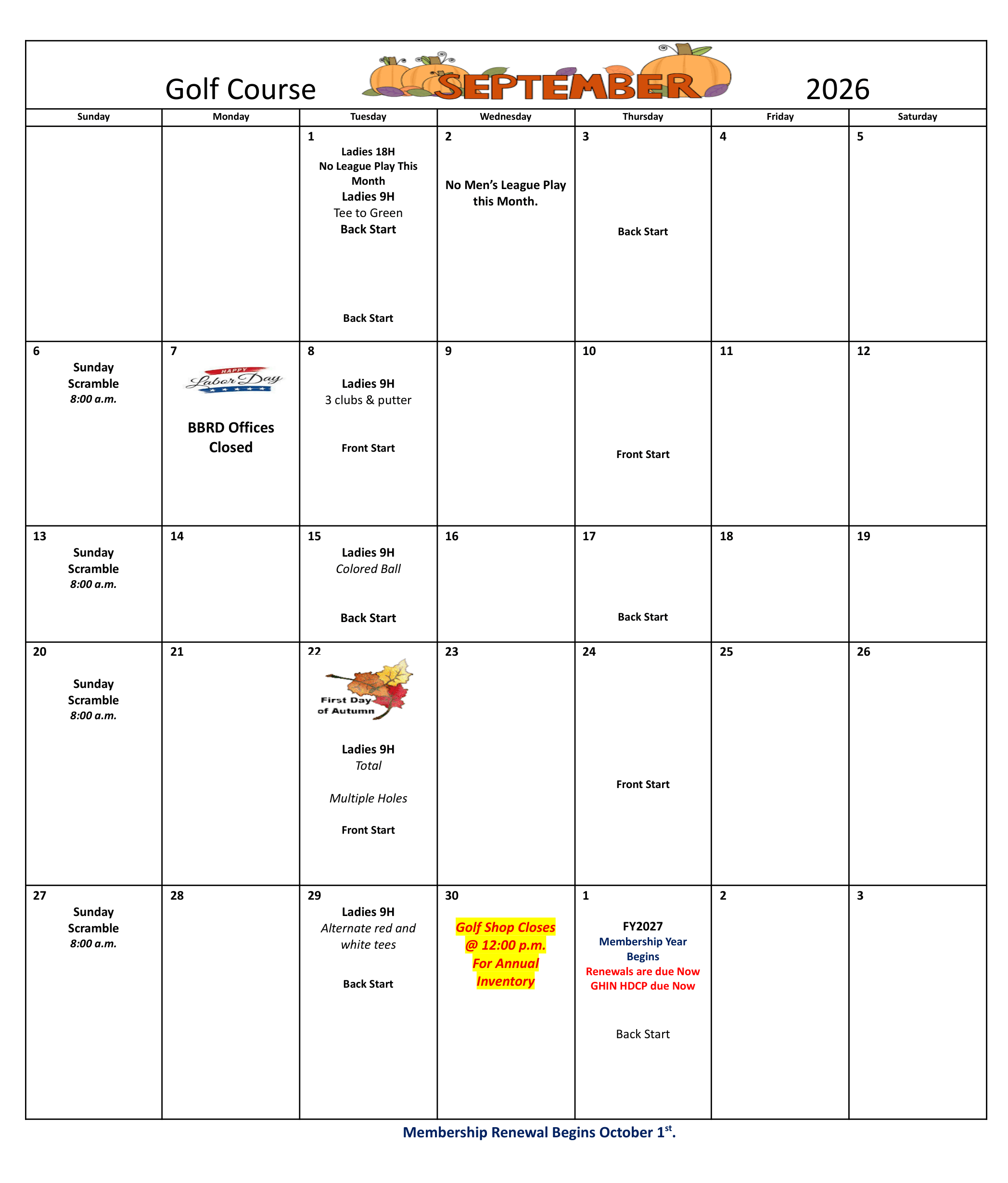 September2026
 Event Calendar
